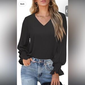 Women's Black V-Neck Top